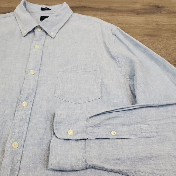 J.Crew Factory Mens Classic Fit Linen Blend Longsleeve Button Down Shirt XL - Picture 4 of 9